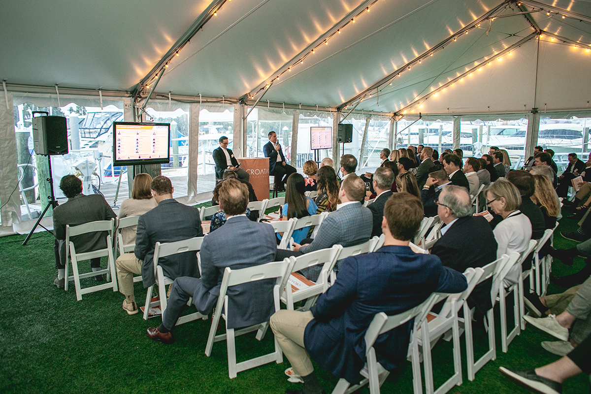 Investors, friends, and family enjoy the presentation during Croatan's first annual investor appreciation event.